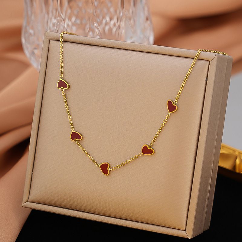 Large Beaded Necklace In Steel Color Titanium Steel Pearl Necklace