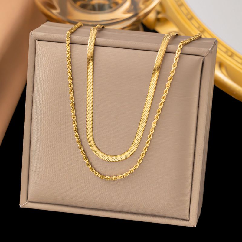 Large Beaded Necklace In Steel Color Titanium Steel Pearl Necklace