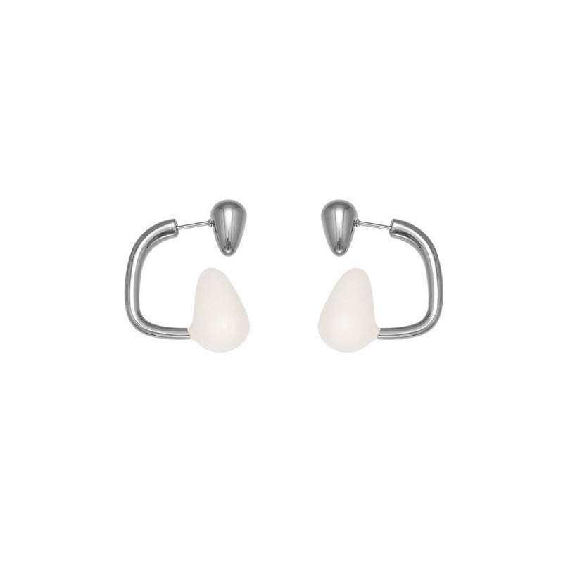 Gold And White Drop Earrings Stainless Steel Teardrop-shaped Earrings