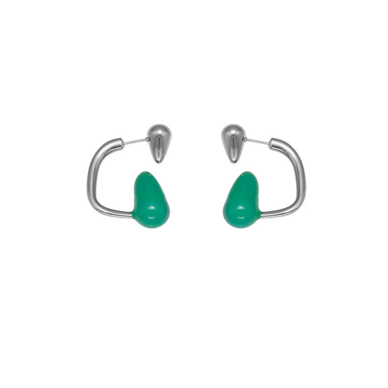 Gold And White Drop Earrings Stainless Steel Teardrop-shaped Earrings