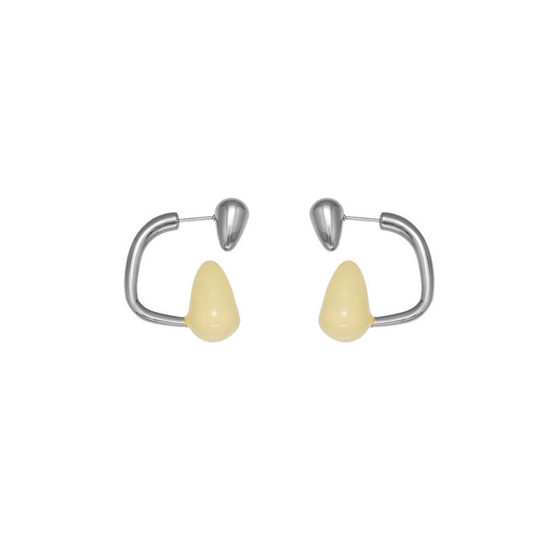 Gold And White Drop Earrings Stainless Steel Teardrop-shaped Earrings