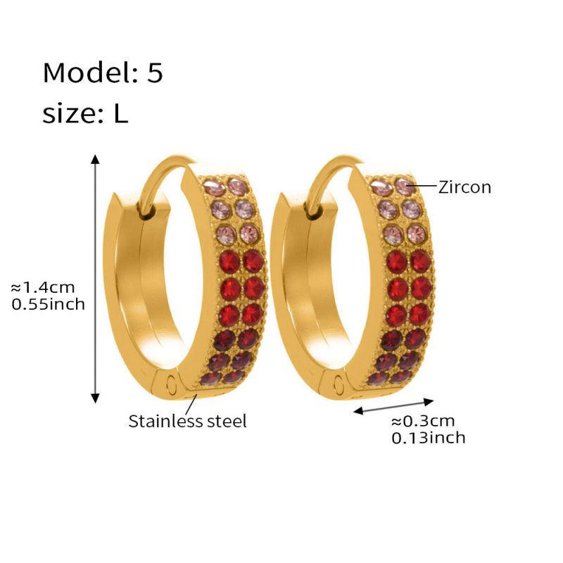 Small Sapphire Zircon Earrings Stainless Steel Diamond-encrusted Round Earrings