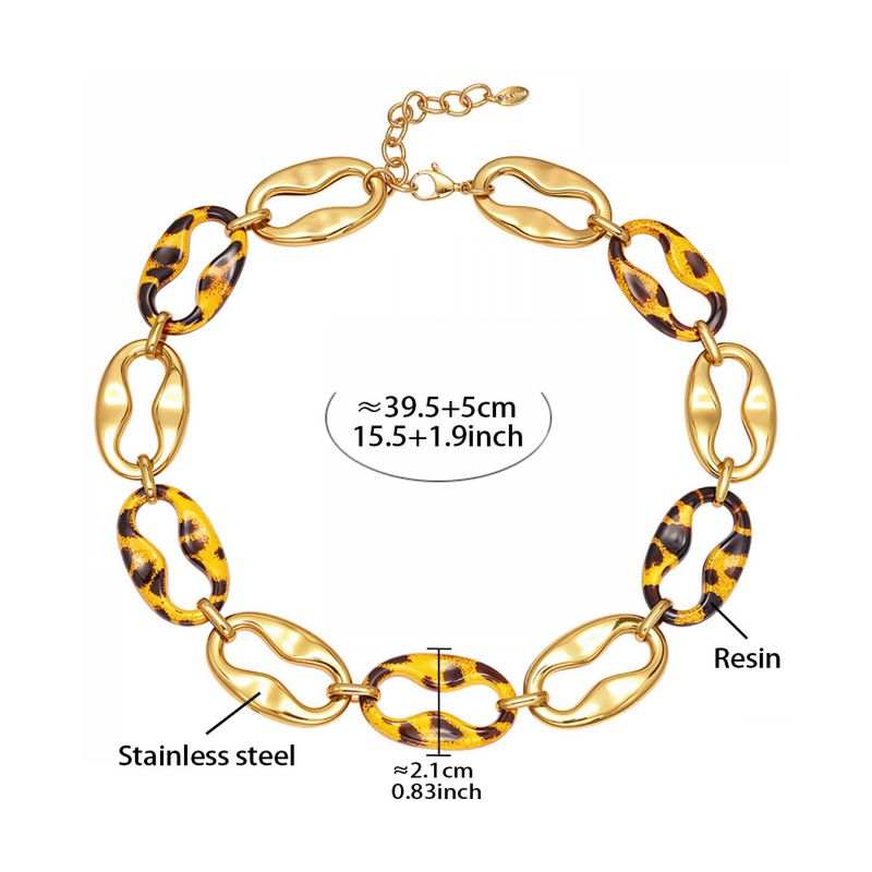 Gold Necklace 40+5cm Stainless Steel Diamond-encrusted Openwork Necklace