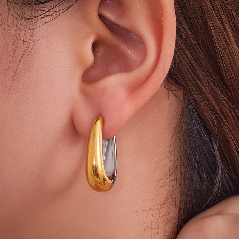 Gold U-shaped Earrings S Stainless Steel Smooth U-shaped Earrings