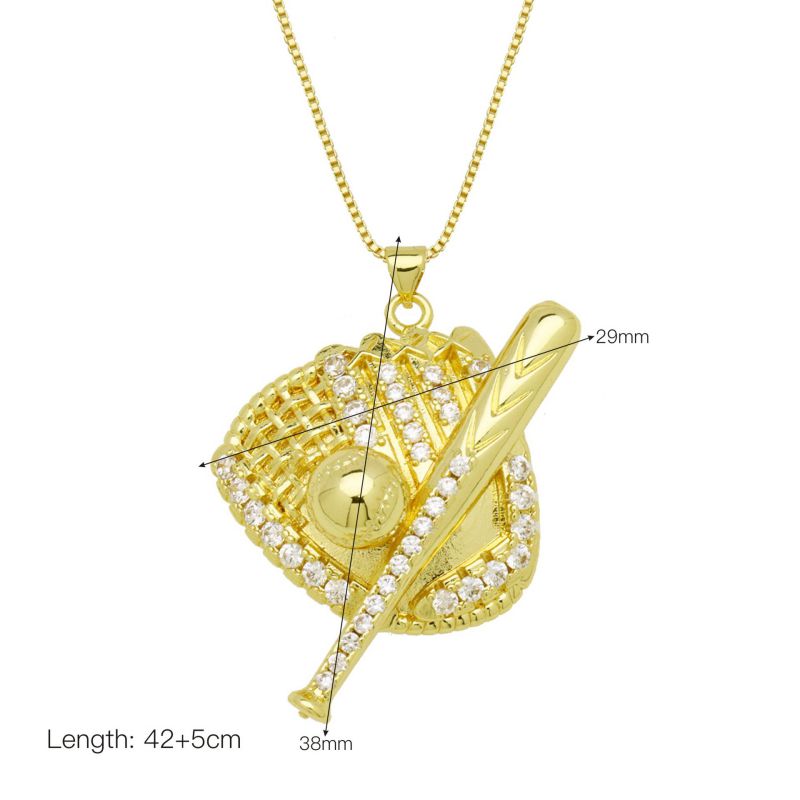 A Copper And Diamond-encrusted Baseball Boxing Glove Necklace