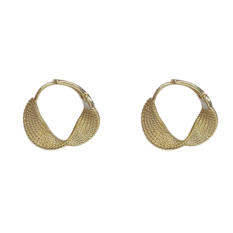 Gold-colored Metal Twisted Circle Earrings (thickened Real Gold Plating) Metal Twisted Circle Earrings