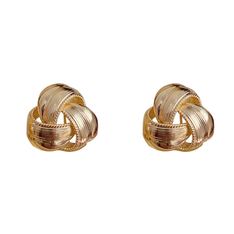 Gold-colored Geometric Earrings With Metal Surround (thickened Real Gold Plating) Irregular Copper Earrings