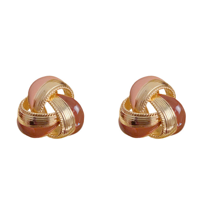 Gold-colored Geometric Earrings With Metal Surround (thickened Real Gold Plating) Irregular Copper Earrings