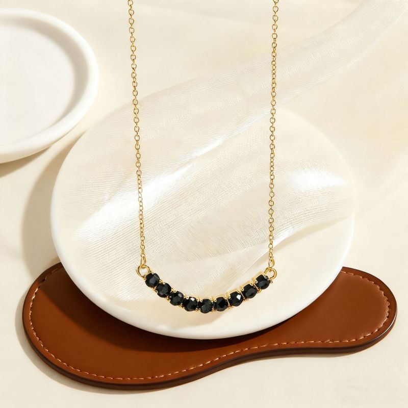 Black Diamond Necklace Gold Stainless Steel Diamond Necklace