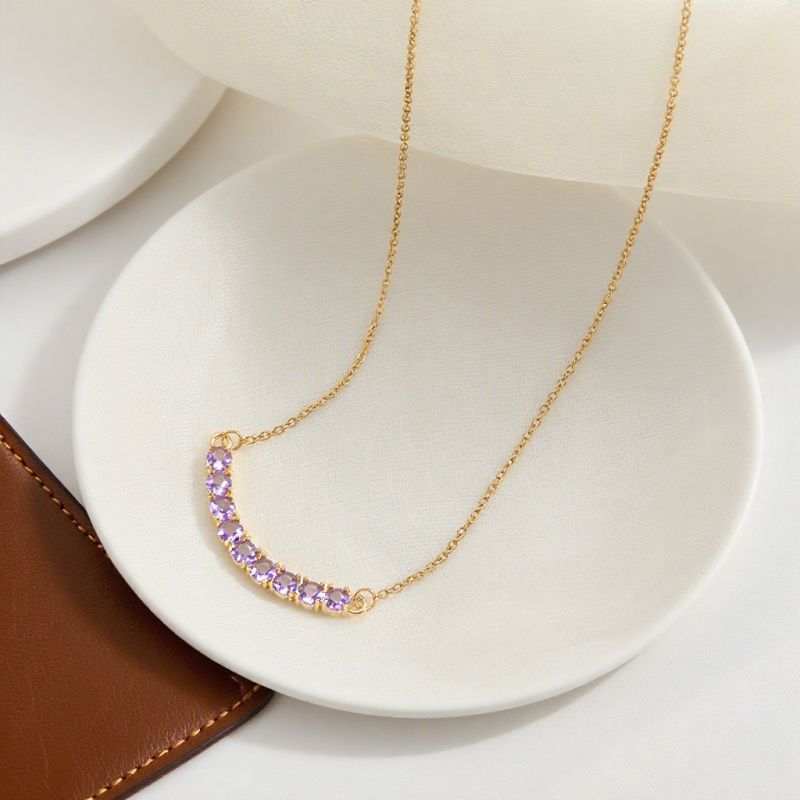 Black Diamond Necklace Gold Stainless Steel Diamond Necklace