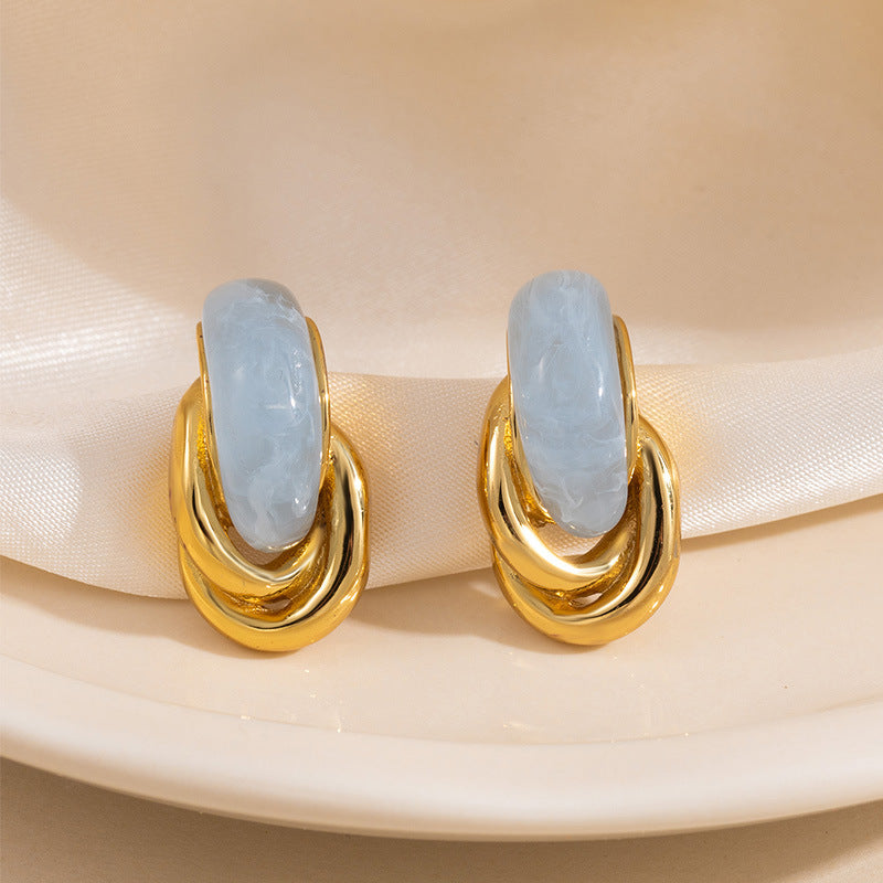 Geometric Curved Earrings - Pink Titanium Steel Irregular Earrings