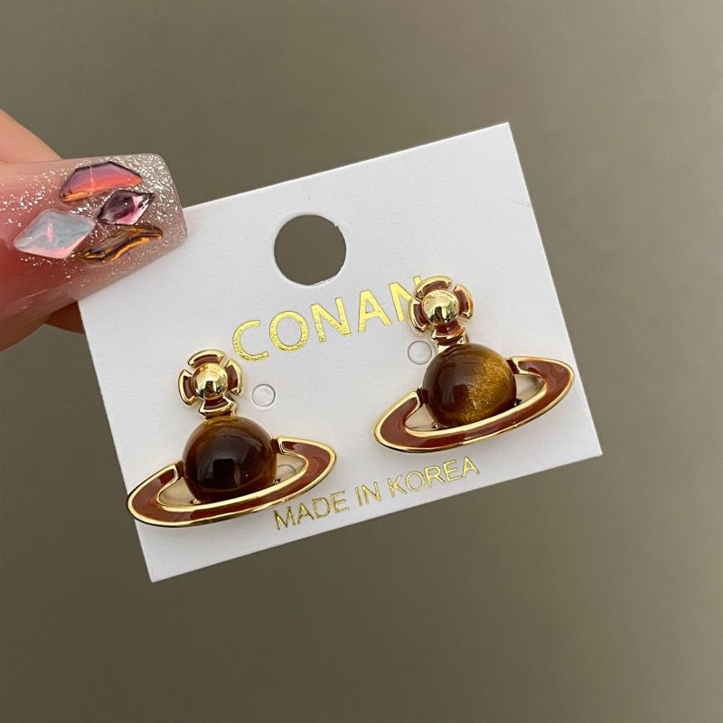 925 Silver Needles From Planet Maillard Copper Planet Earrings