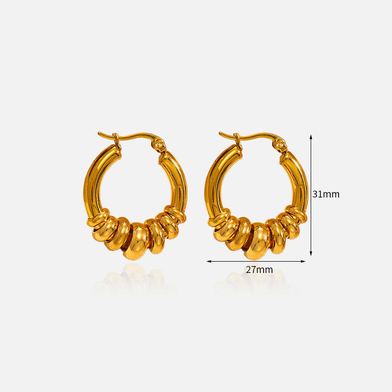 Gold Stainless Steel Irregular Round Earrings