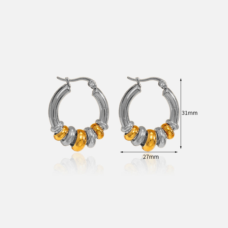 Gold Stainless Steel Irregular Round Earrings