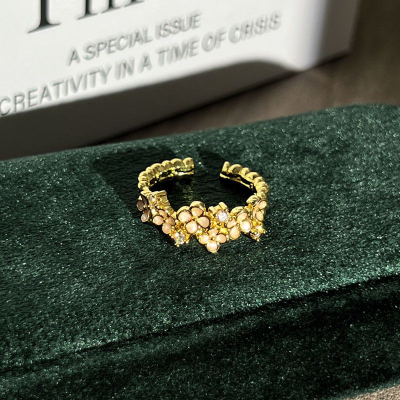 Size 1 Open Ring Copper Drip Flower Ring