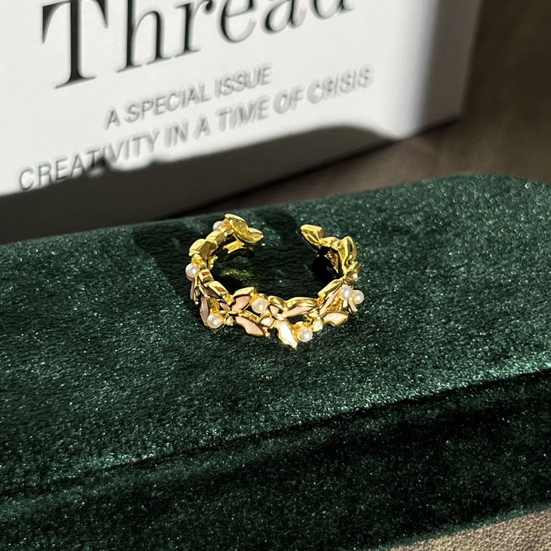 Size 1 Open Ring Copper Drip Flower Ring