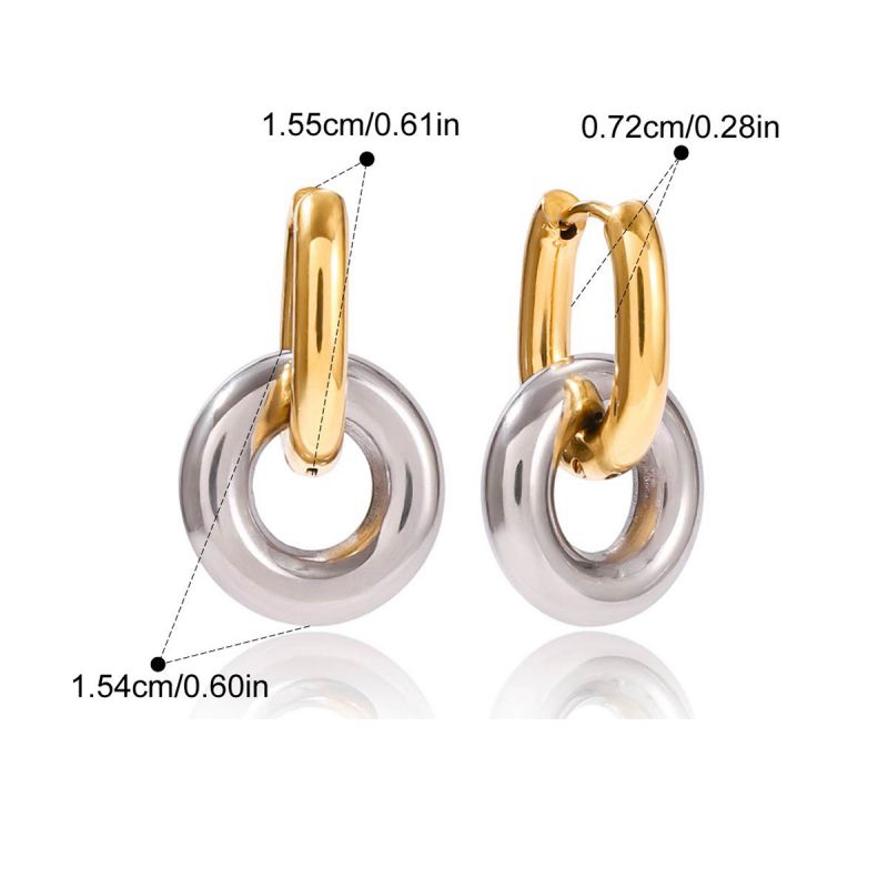 Earring #1 Stainless Steel Two-tone Double-layer Earrings