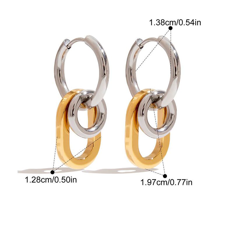 Earring #1 Stainless Steel Two-tone Double-layer Earrings