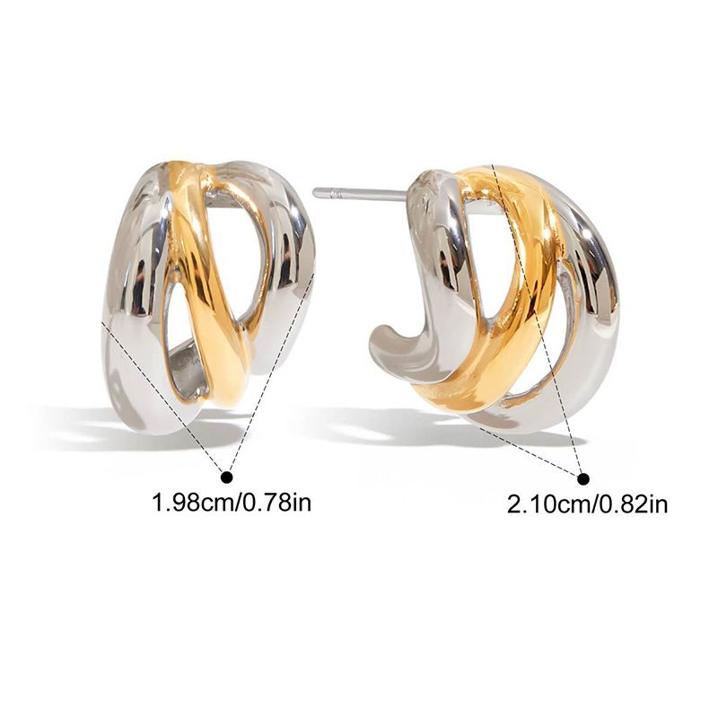Earring #1 Stainless Steel Two-tone Double-layer Earrings
