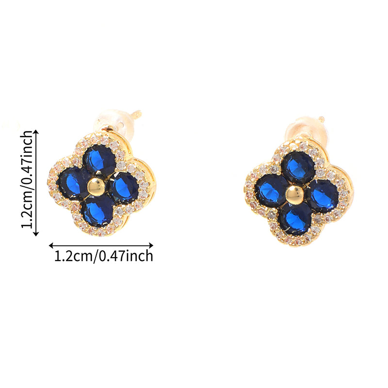 Four-leaf Clover - 1 Copper And Diamond-encrusted Four-leaf Clover Earrings