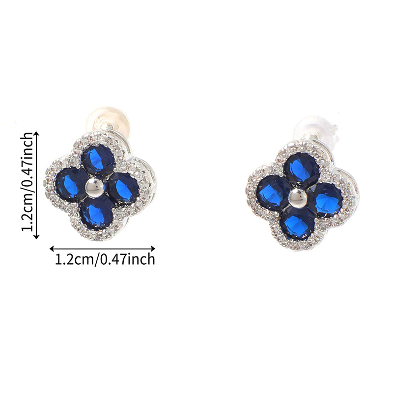 Four-leaf Clover - 1 Copper And Diamond-encrusted Four-leaf Clover Earrings
