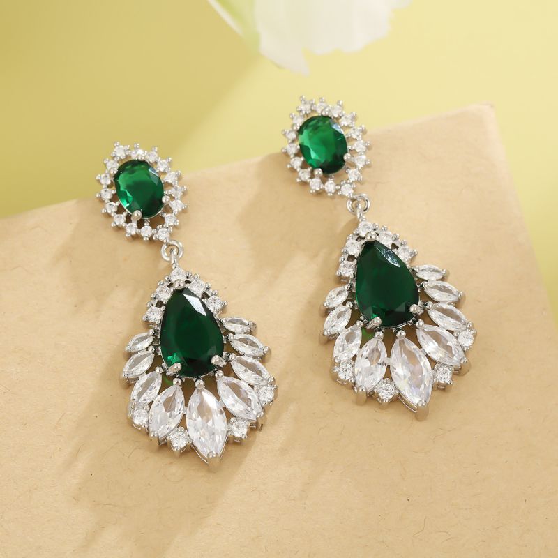 Red - Teardrop Tassels Copper And Diamond-encrusted Teardrop Earrings