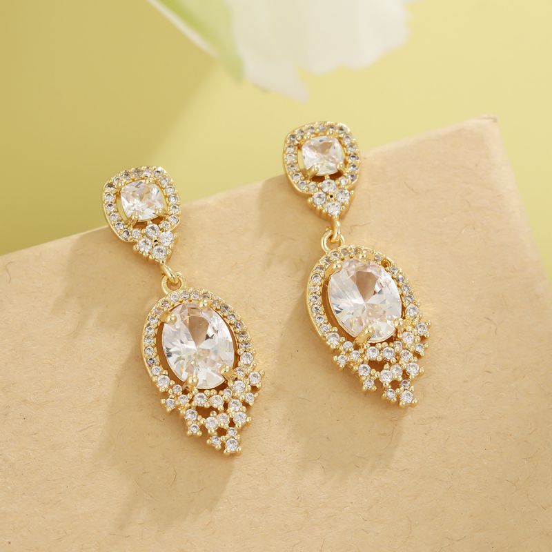 Red - Teardrop Tassels Copper And Diamond-encrusted Teardrop Earrings