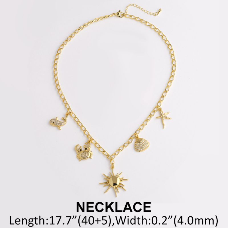 Necklace Copper And Diamond-encrusted Sun Crab Shell Pendant Necklace