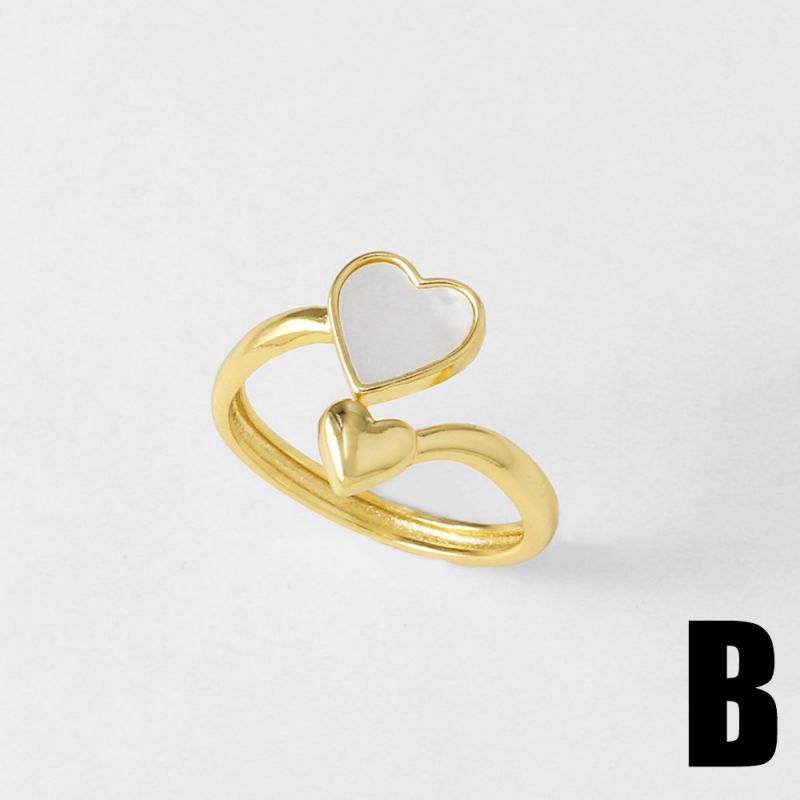 C Copper Teardrop Ring With Diamonds