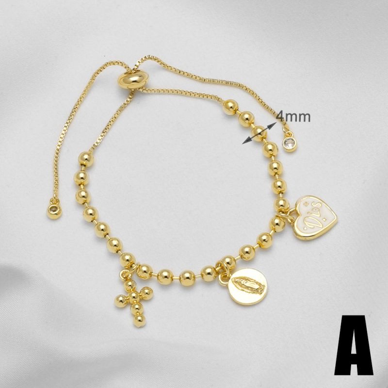 A Gold-plated Copper Heart-shaped Cross And Portrait Bracelet