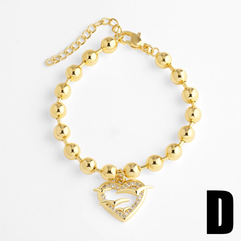 A Copper Diamond-encrusted Heart Cross Bracelet