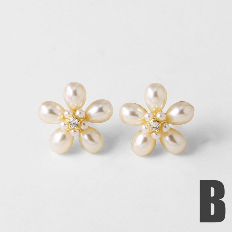 A Gold-plated Copper And Diamond-encrusted Flower Earrings