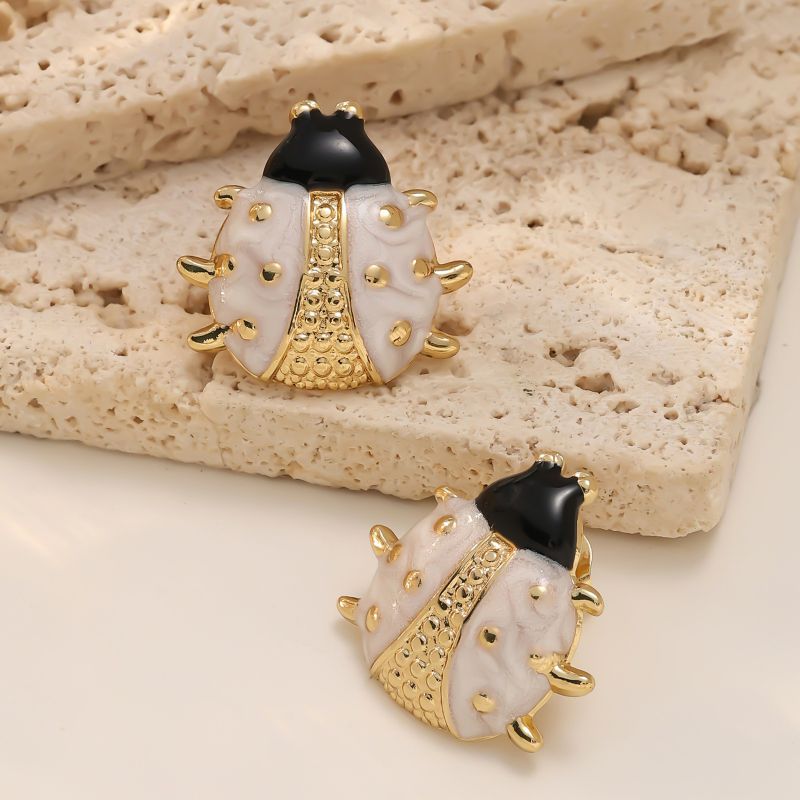 Red Stainless Steel Drip Beetle Earrings