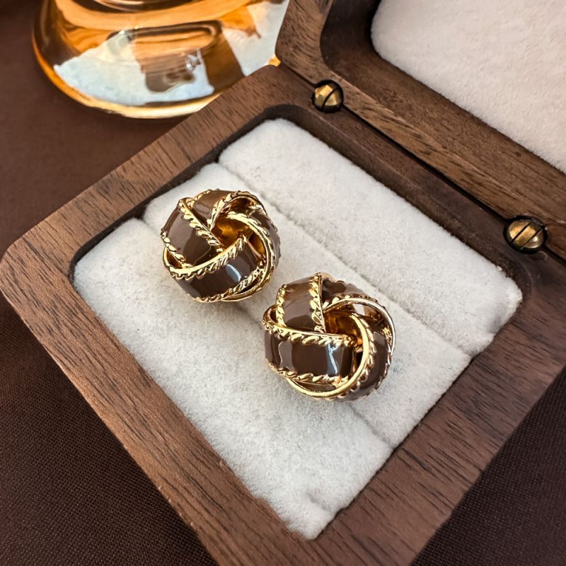 Red Irregular Copper Earrings