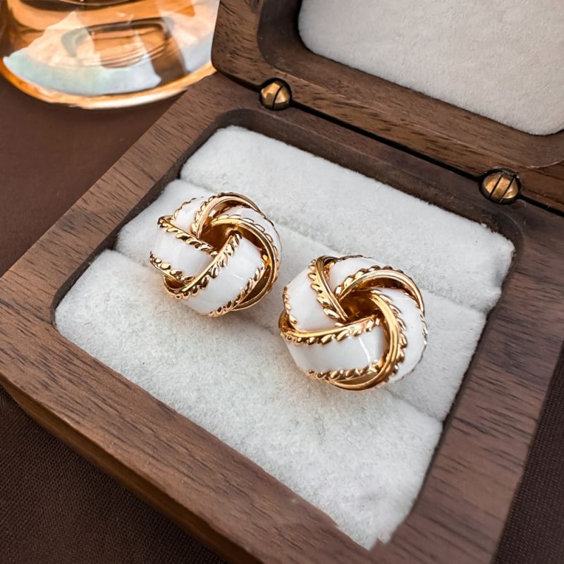 Red Irregular Copper Earrings