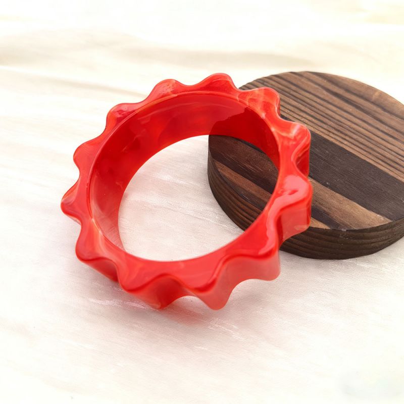 Red Irregular Acrylic Gear Bracelet