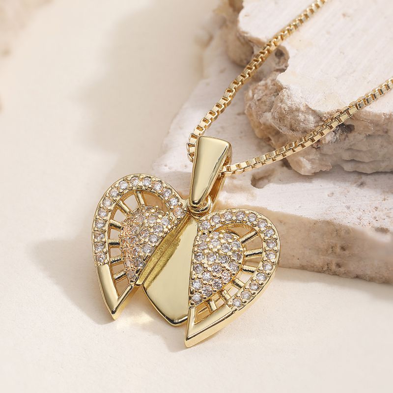 Love Copper And Diamond Heart Necklace