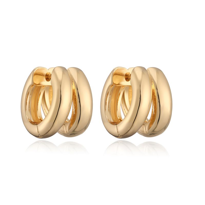 Gold Gold-plated Copper Double-layer Earrings