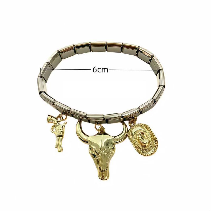 Gold Bracelet Bull Head Stainless Steel Bull Head Hat Module Bracelet