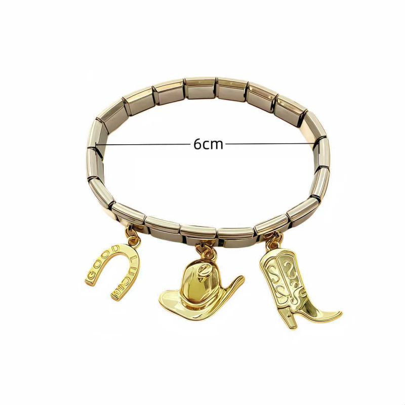Gold Bracelet Bull Head Stainless Steel Bull Head Hat Module Bracelet