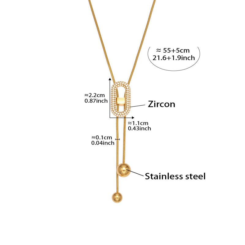 Gold Necklace 55+5cm 304 Stainless Steel Diamond-set Irregular Necklace