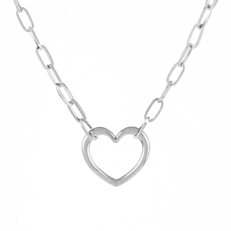 Silver Stainless Steel Heart Necklace