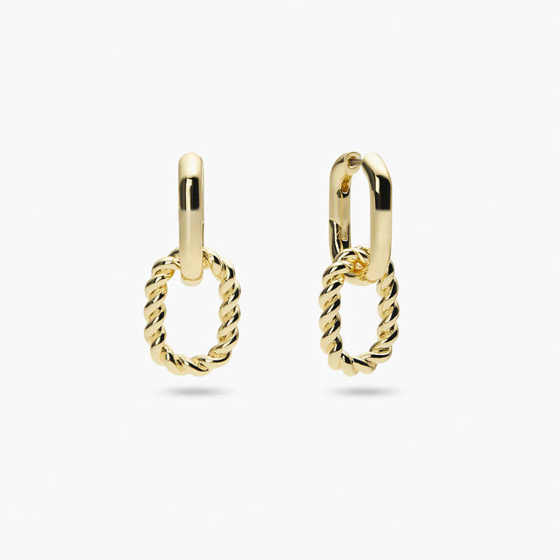 Gold Set Gold-plated Copper And Diamond-encrusted Irregular Earring Set