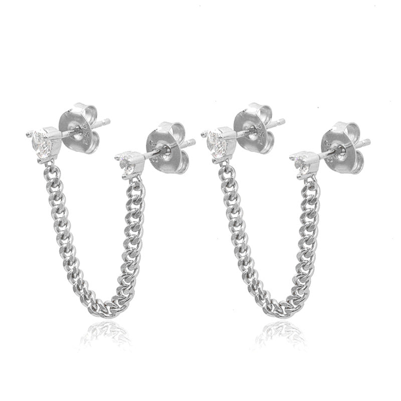 Gold Set Gold-plated Copper And Diamond-encrusted Irregular Earring Set