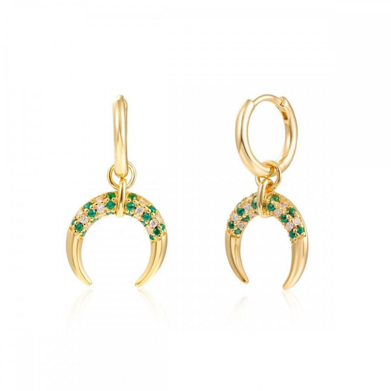 Gold Set Bronze-plated Diamond-encrusted Round Earring Set