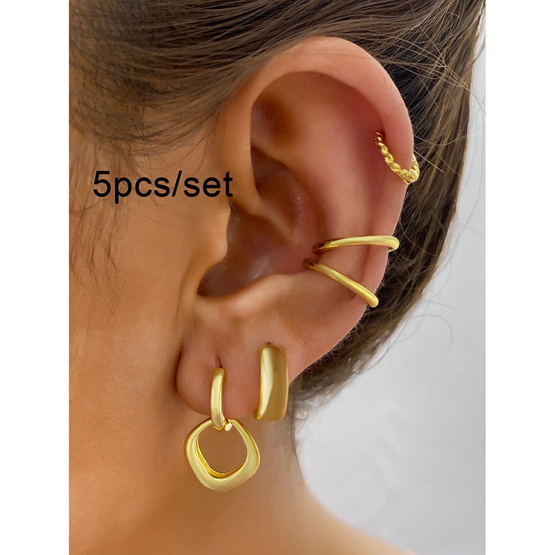 Gold Set Copper-plated Gold Irregular Earring Set