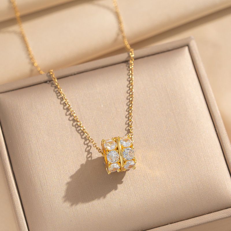 Gold Slim Waist Necklace Metal Diamond-encrusted Round Necklace