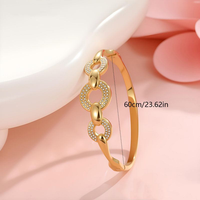 Bracelet #1 Stainless Steel Diamond-encrusted Round Bracelet