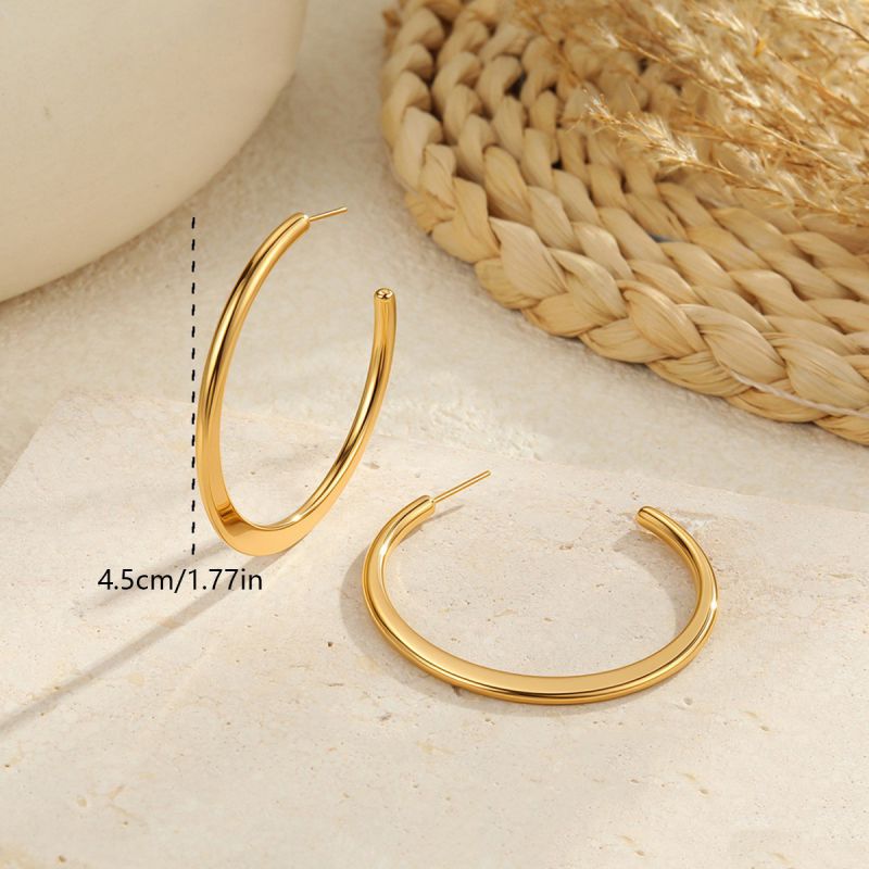 Small Gold Stainless Steel C-shaped Earrings