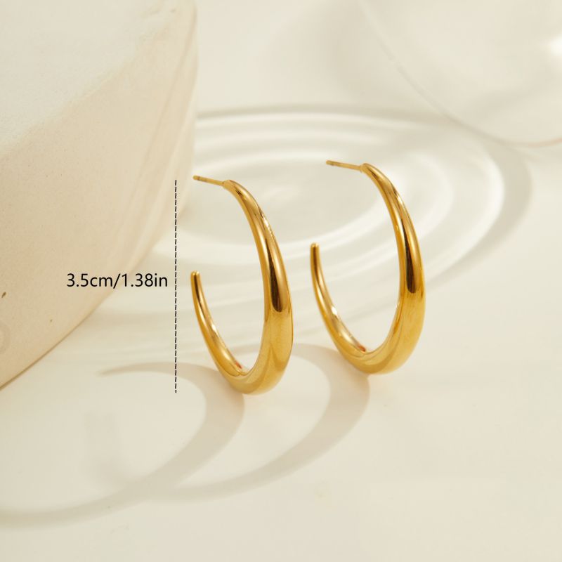 Small Gold Stainless Steel C-shaped Earrings